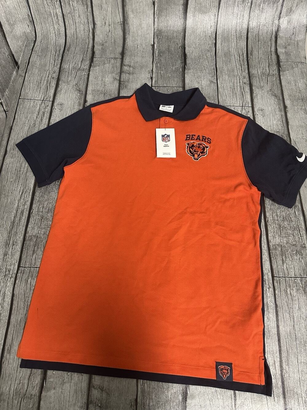 NWT Men’s Nike Chicago Bears Blitz Pique Polo Shirt Medium Navy Orange Sideline